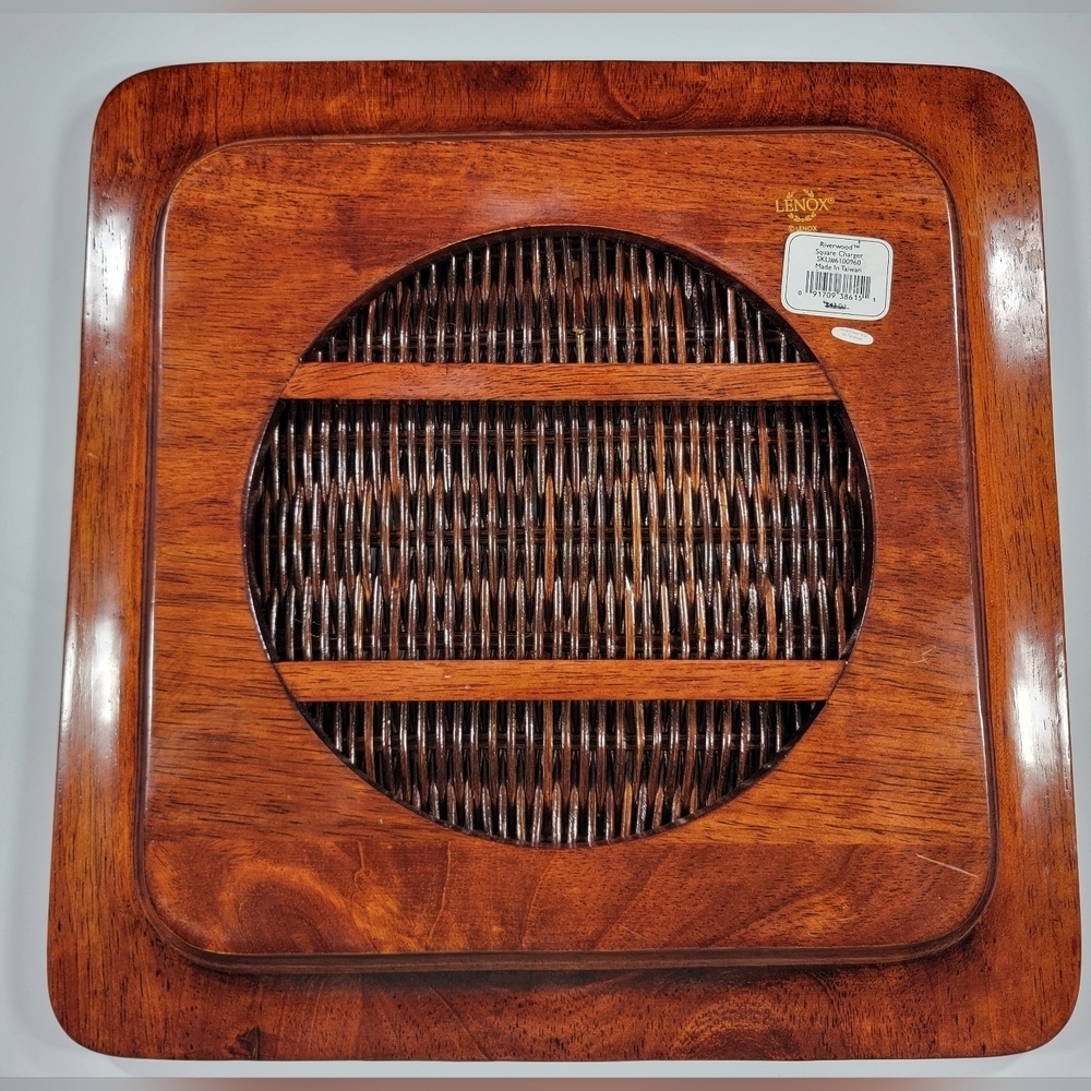 Lenox Riverwood Teak Square Plate Charger Decorative Rustic Cabin Replacement - Picture 5 of 11